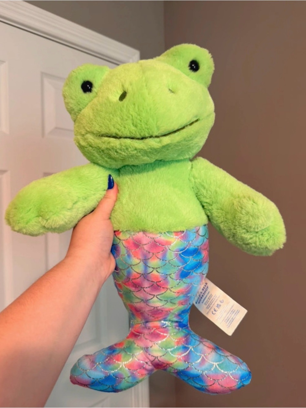 Build-A-Bear Green Frog with Rainbow Mermaid Tail